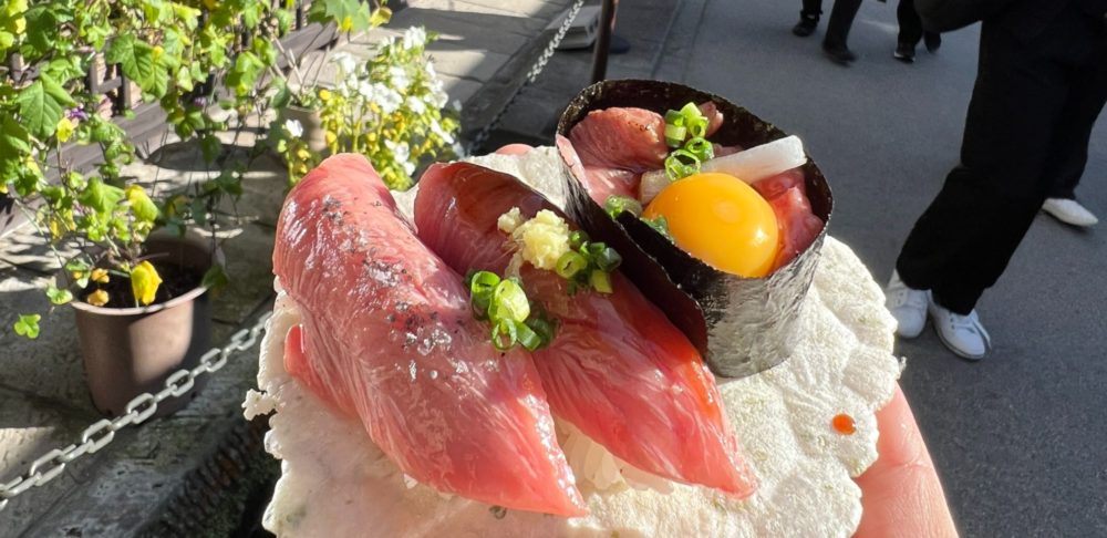 3 types of hida beef sushi in Takayama