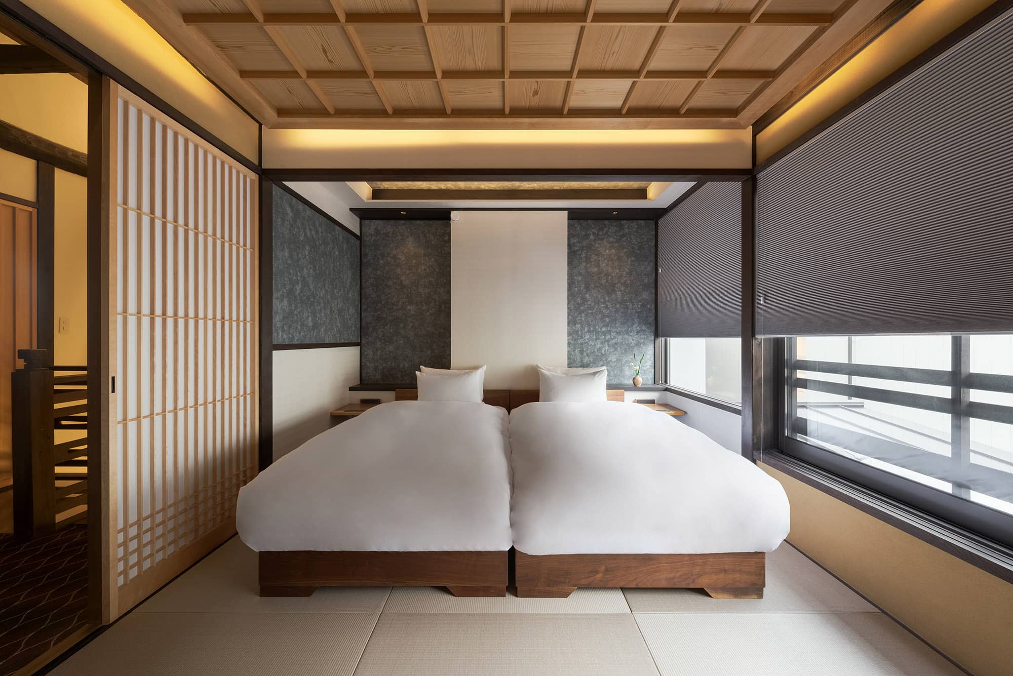 Western-style bedroom at Marikoji Machiya House