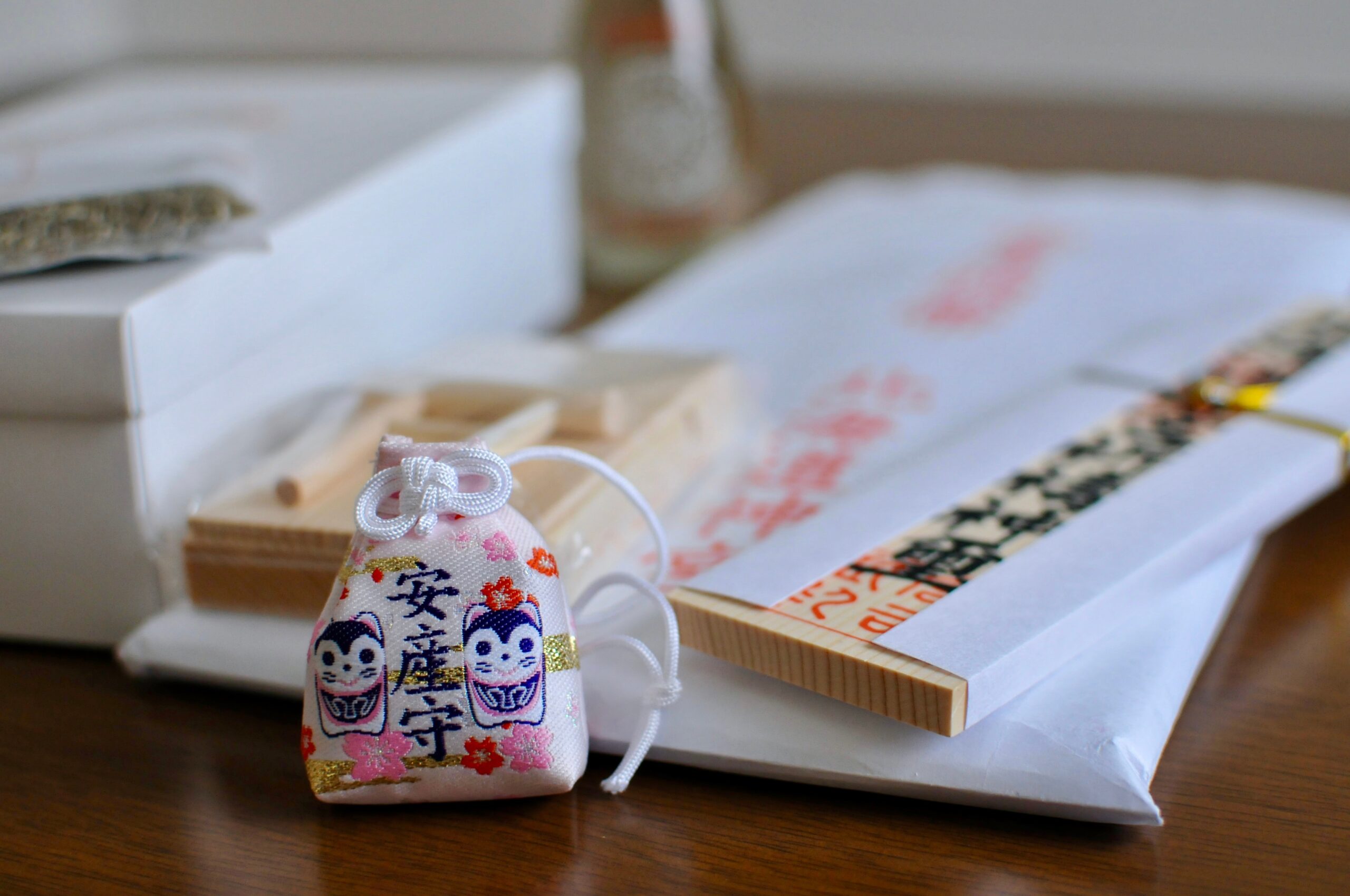 Japanese omamori for luck and well wishes during pregnancy and child birth.