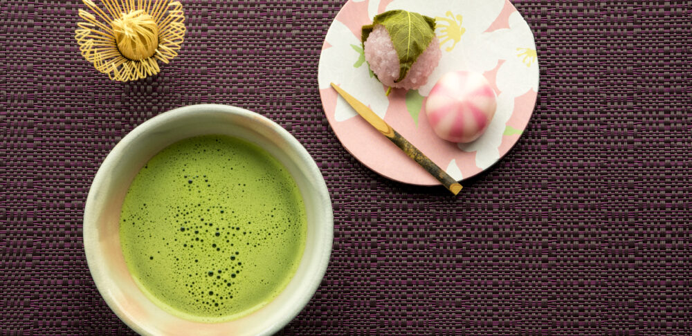 Matcha tea and seaonal wagashi sweets