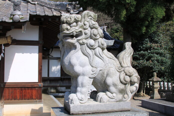 Komainu at a Japanese shrine